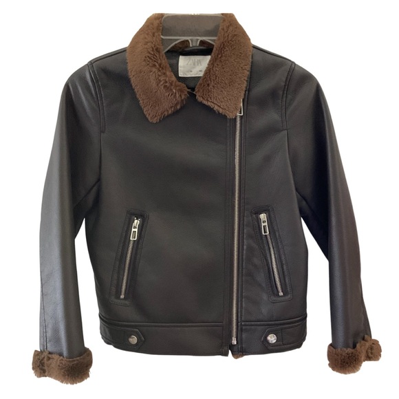 ZARA Kids Faux Shearling Biker Jacket - Picture 4 of 14